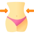 Icone de um corpo de mulher perdendo medidas